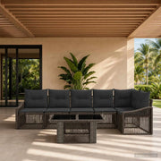 Set Divano da Giardino 7 pz Grigio e Grigio Scuro polyrattan 3437252