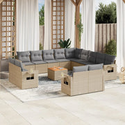 Set Divano da Giardino 14 pz con Cuscini Beige Misto Polyrattan 3257172