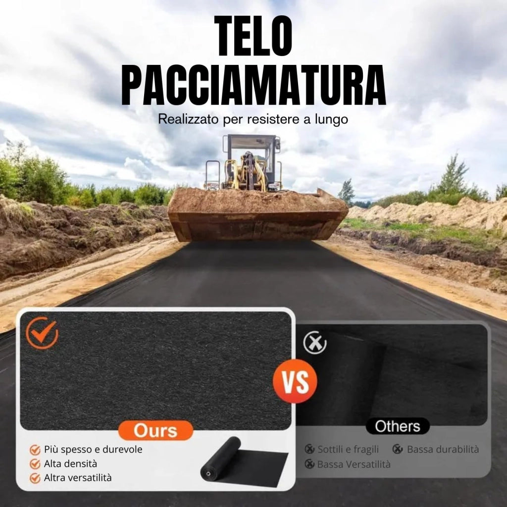 Telo Pacciamatura Orto Tessuto Non Tessuto Anti Erbacce 250 mq, Telo per Pacciamatura Orto Giardinaggio H 100 cm