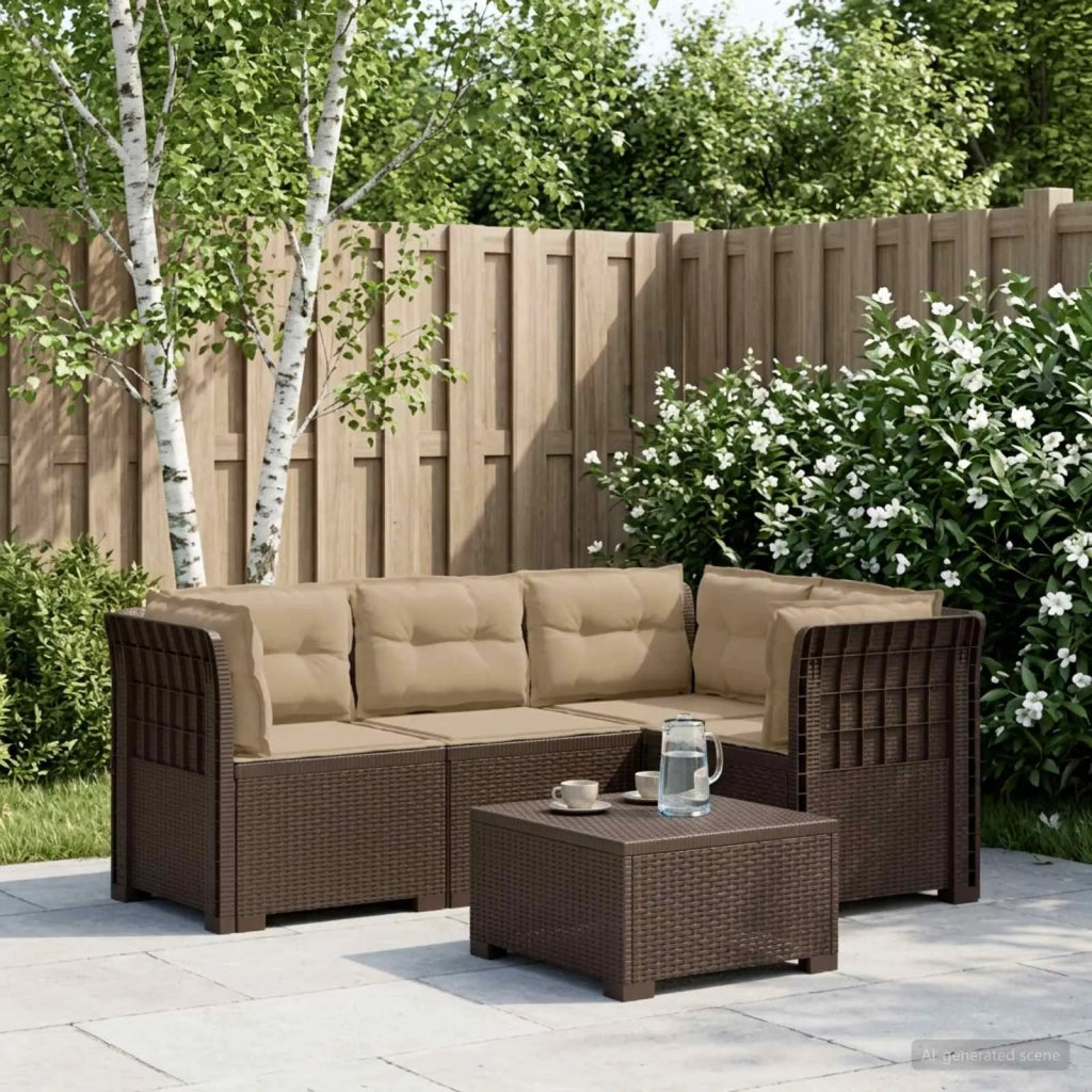 Divano da Giardino 4 Posti con Cuscini Aspetto Rattan PP 3443984