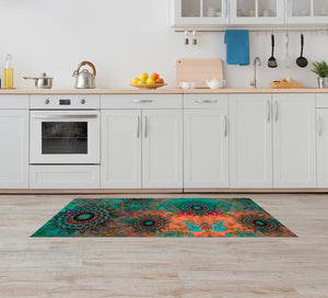 Tappeto passatoia fantasia made in Italy antiscivolo lavabile aderente Mandala Ottanio - 50x150 cm