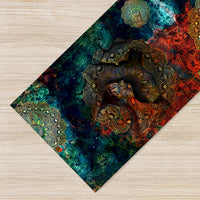 Tappeto passatoia fantasia made in Italy antiscivolo lavabile aderente Mandala Petrolio - 50x400 cm