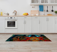 Tappeto passatoia fantasia made in Italy antiscivolo lavabile aderente Mandala Petrolio - 50x350 cm