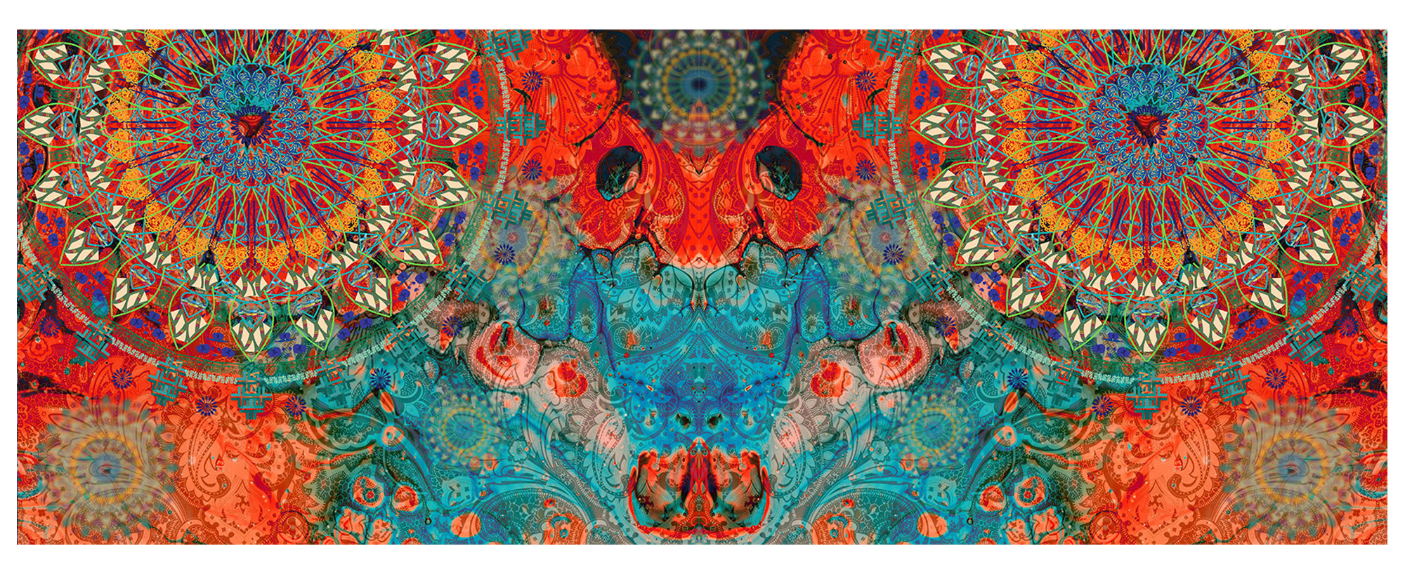 Tappeto passatoia fantasia made in Italy antiscivolo lavabile aderente Mandala Rosso - 50x100 cm