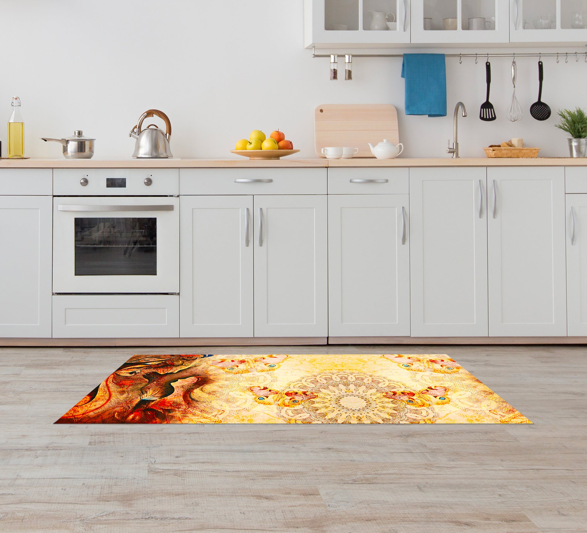 Tappeto passatoia fantasia made in Italy antiscivolo lavabile aderente Mandala Terra - 50x350 cm