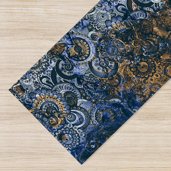 Tappeto passatoia fantasia made in Italy antiscivolo lavabile aderente Mandala Blunotte - 50x350 cm