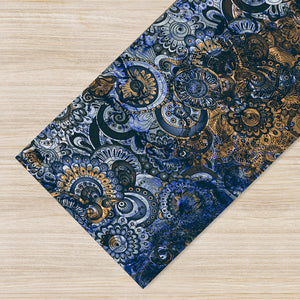 Tappeto passatoia fantasia made in Italy antiscivolo lavabile aderente Mandala Blunotte - 50x550 cm