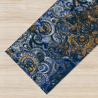 Tappeto passatoia fantasia made in Italy antiscivolo lavabile aderente Mandala Blunotte - 50x450 cm