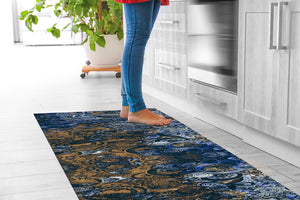 Tappeto passatoia fantasia made in Italy antiscivolo lavabile aderente Mandala Blunotte - 50x350 cm