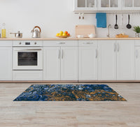 Tappeto passatoia fantasia made in Italy antiscivolo lavabile aderente Mandala Blunotte - 50x450 cm