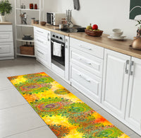 Tappeto passatoia fantasia made in Italy antiscivolo lavabile aderente Mandala Giallo - 50x350 cm