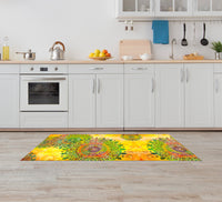 Tappeto passatoia fantasia made in Italy antiscivolo lavabile aderente Mandala Giallo - 50x450 cm