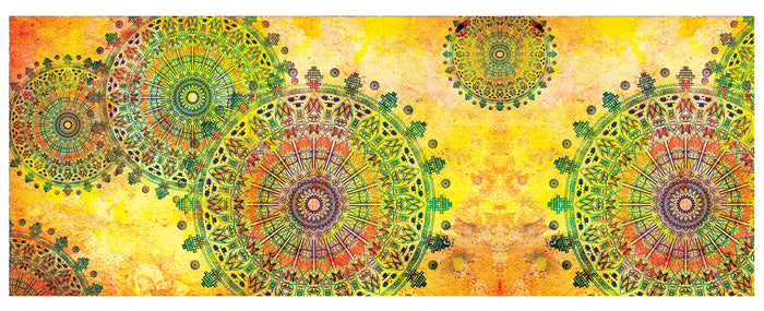 Tappeto passatoia fantasia made in Italy antiscivolo lavabile aderente Mandala Giallo - 50x600 cm
