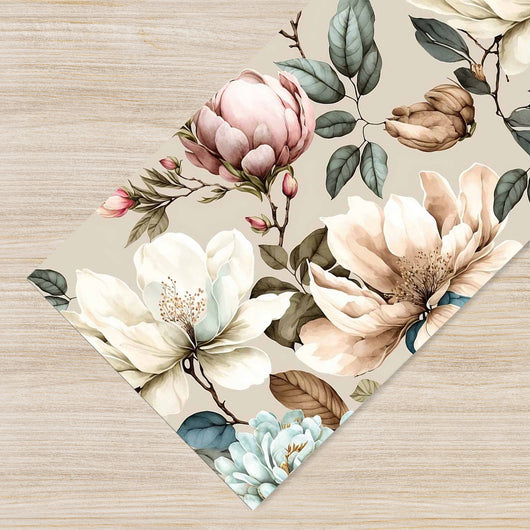Tappeto passatoia fantasia made in Italy antiscivolo lavabile aderente Magnolie - 50x200 cm