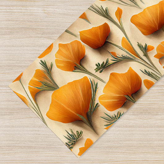 Tappeto passatoia fantasia made in Italy antiscivolo lavabile aderente PapaveroArancio - 50x500 cm