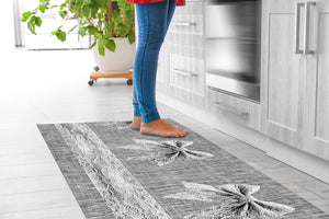 Tappeto passatoia fantasia made in Italy antiscivolo lavabile aderente FioccoGrigio - 50x500 cm