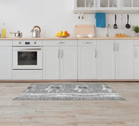 Tappeto passatoia fantasia made in Italy antiscivolo lavabile aderente FioccoGrigio - 50x100 cm