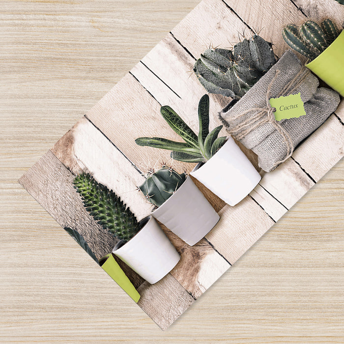 Tappeto passatoia fantasia made in Italy antiscivolo lavabile aderente LegnoCactus - 50x300 cm