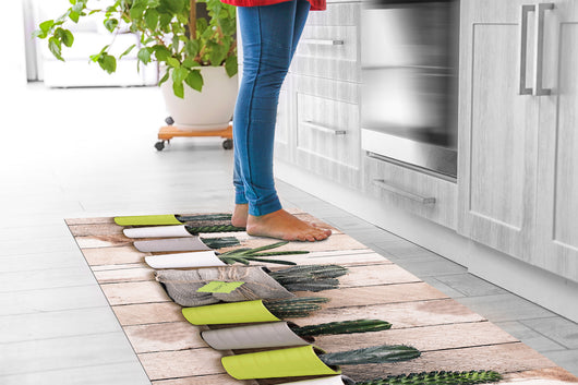 Tappeto passatoia fantasia made in Italy antiscivolo lavabile aderente LegnoCactus - 50x350 cm