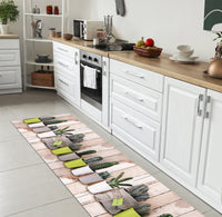 Tappeto passatoia fantasia made in Italy antiscivolo lavabile aderente LegnoCactus - 50x100 cm