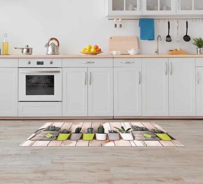 Tappeto passatoia fantasia made in Italy antiscivolo lavabile aderente LegnoCactus - 50x550 cm