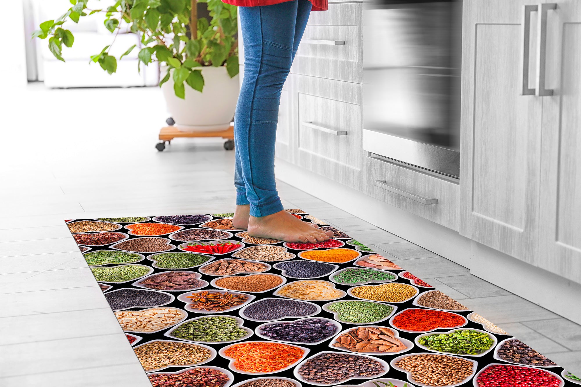 Tappeto passatoia fantasia made in Italy antiscivolo lavabile aderente SpezieCuori - 50x250 cm