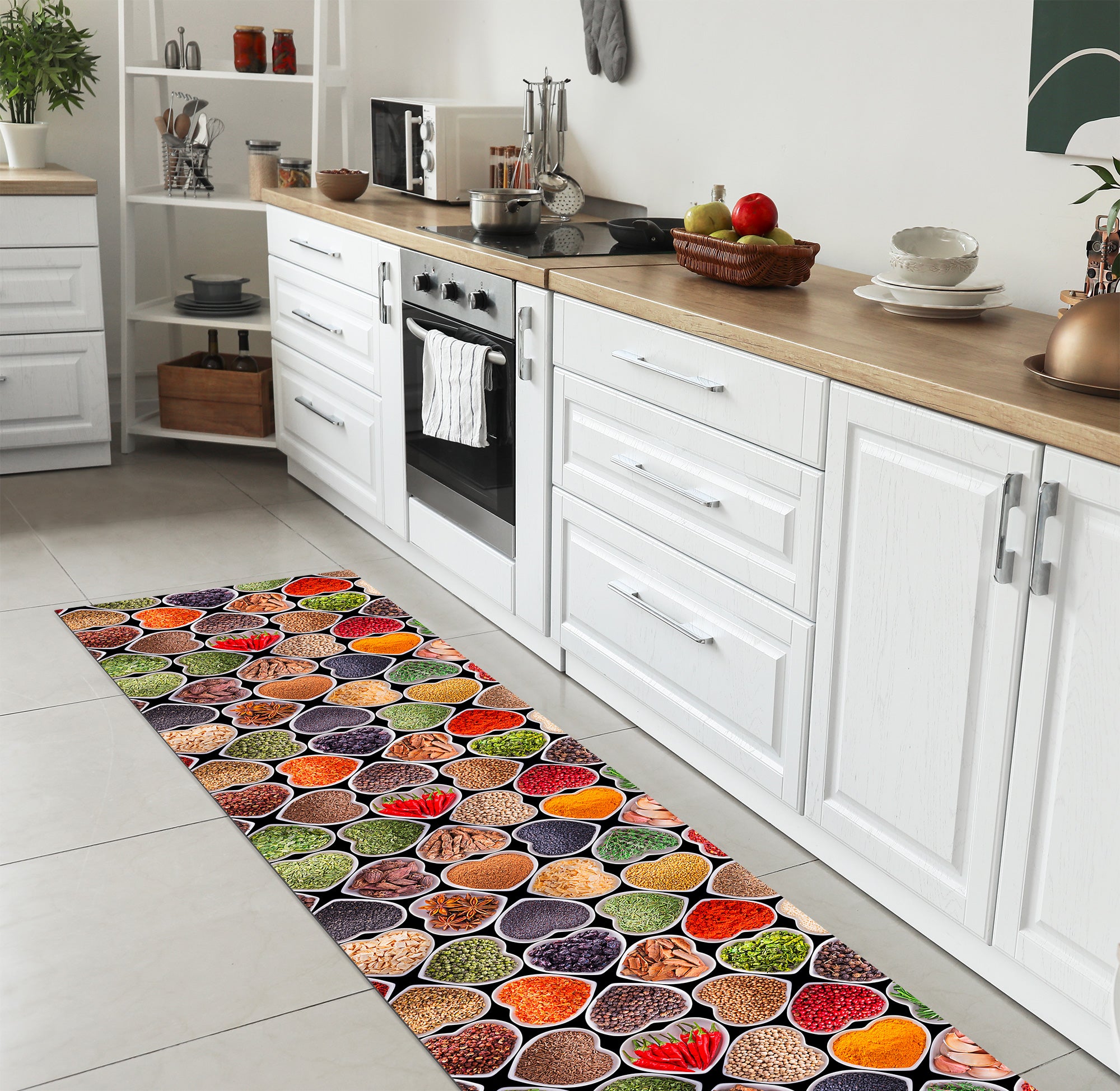 Tappeto passatoia fantasia made in Italy antiscivolo lavabile aderente SpezieCuori - 50x500 cm