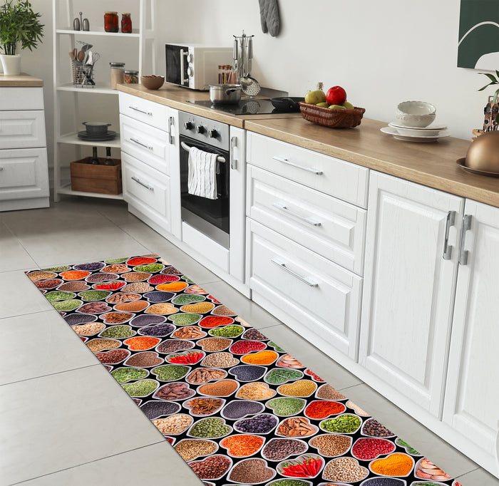 Tappeto passatoia fantasia made in Italy antiscivolo lavabile aderente SpezieCuori - 50x500 cm