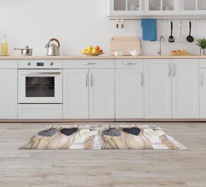 Tappeto passatoia fantasia made in Italy antiscivolo lavabile aderente Cuori - 50x350 cm