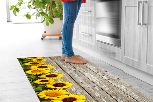 Tappeto passatoia fantasia made in Italy antiscivolo lavabile aderente Girasole - 50x250 cm
