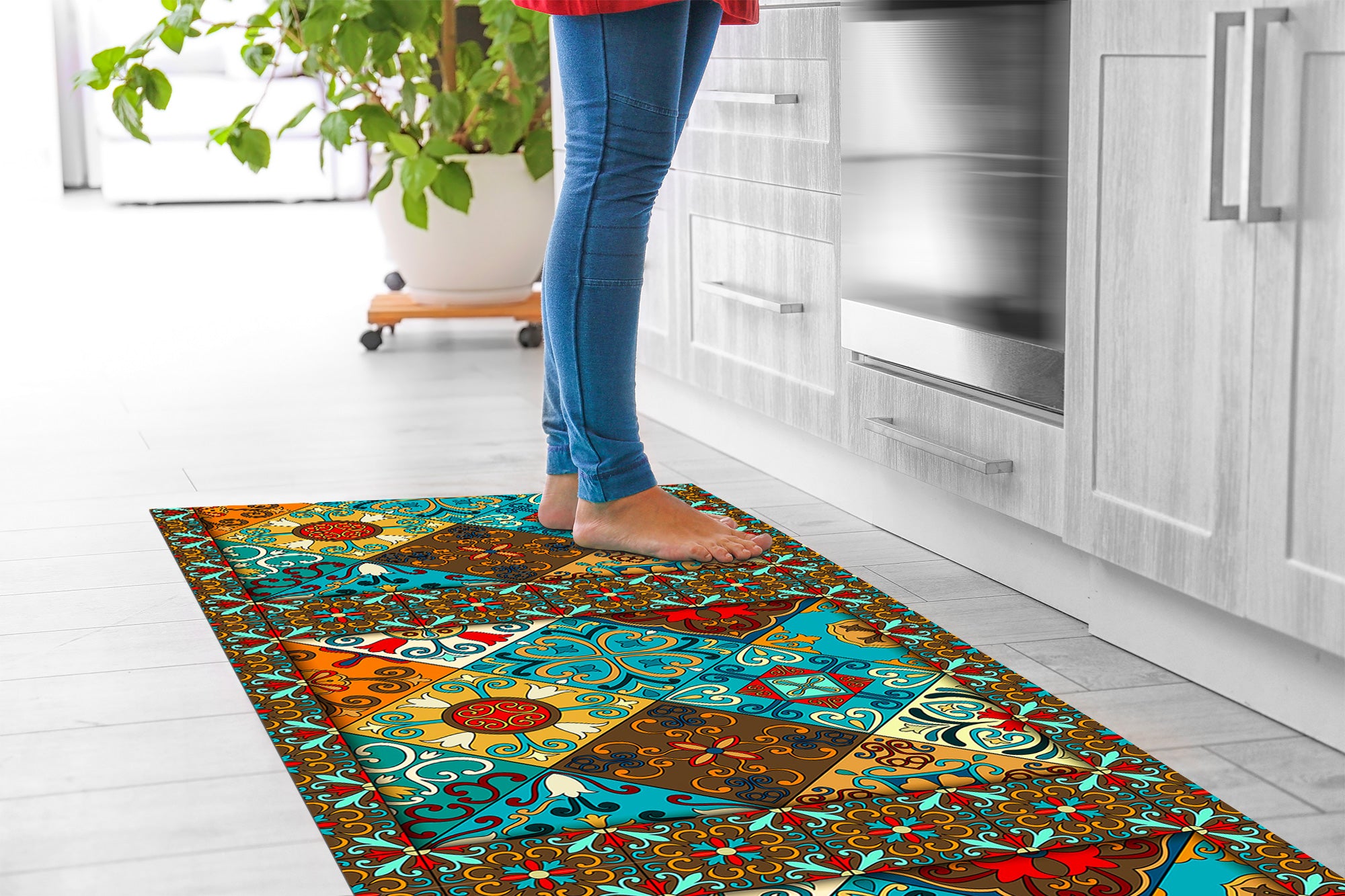 Tappeto passatoia fantasia made in Italy antiscivolo lavabile aderente Orientale - 50x500 cm