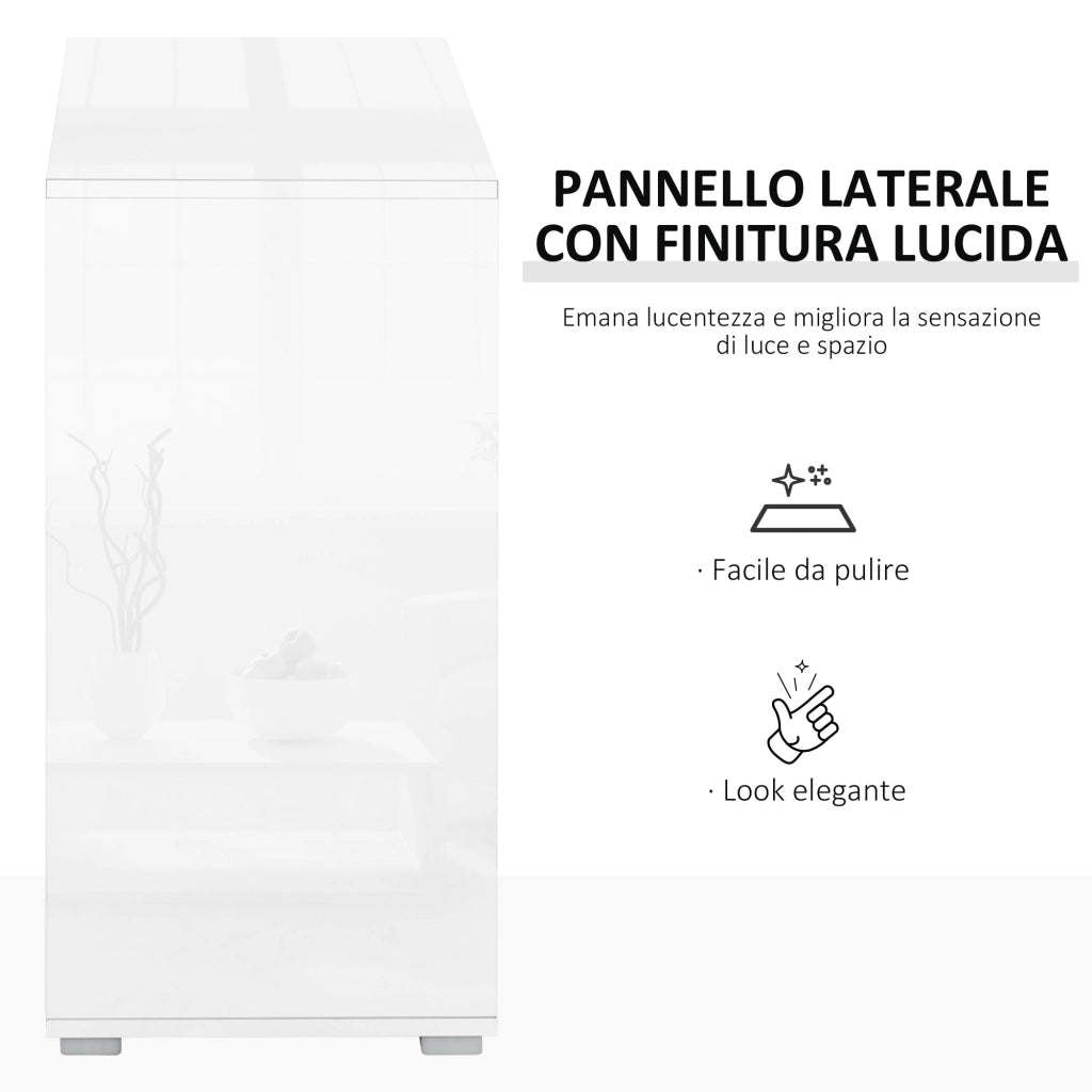 Mobile Multiuso 2 Cassetti 2 Ante 79x36x74 cm in Legno Bianco