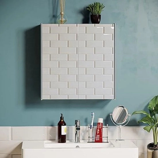 Cassettone per Bagno - Armadio per Bagno - Mobili per Bagno - Acciaio Inox - Specchio Doppio