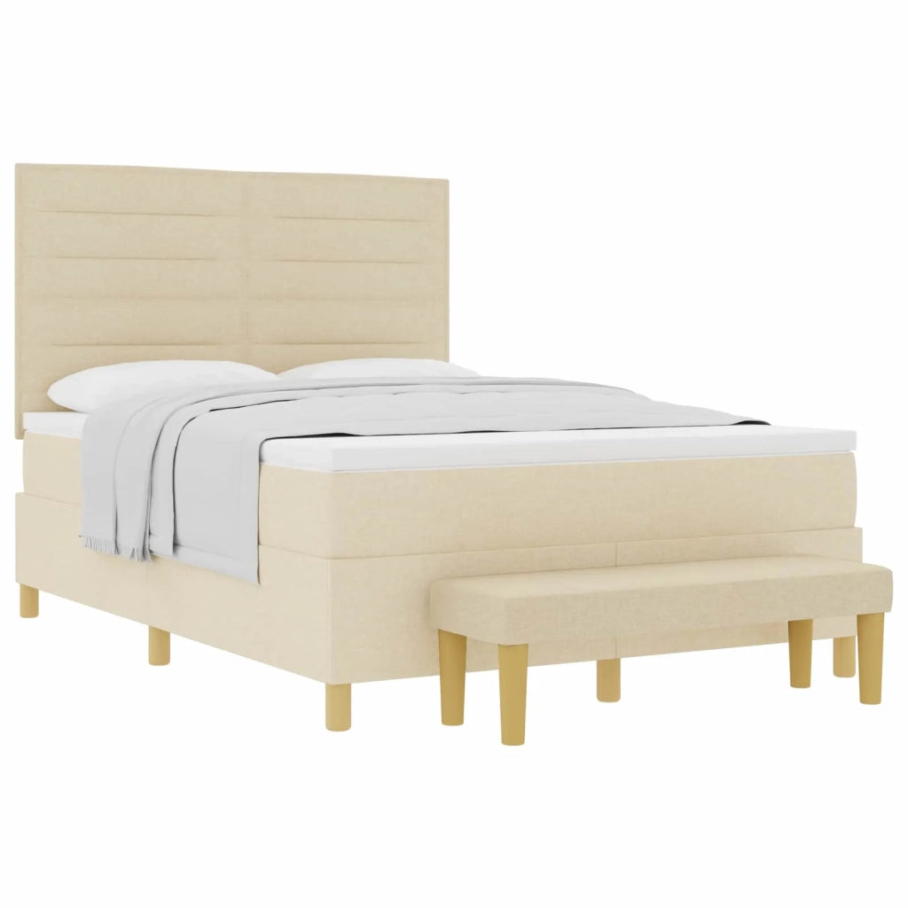 Letto a molle con testiera Crema 190 x 140 cm Tessuto 3344224