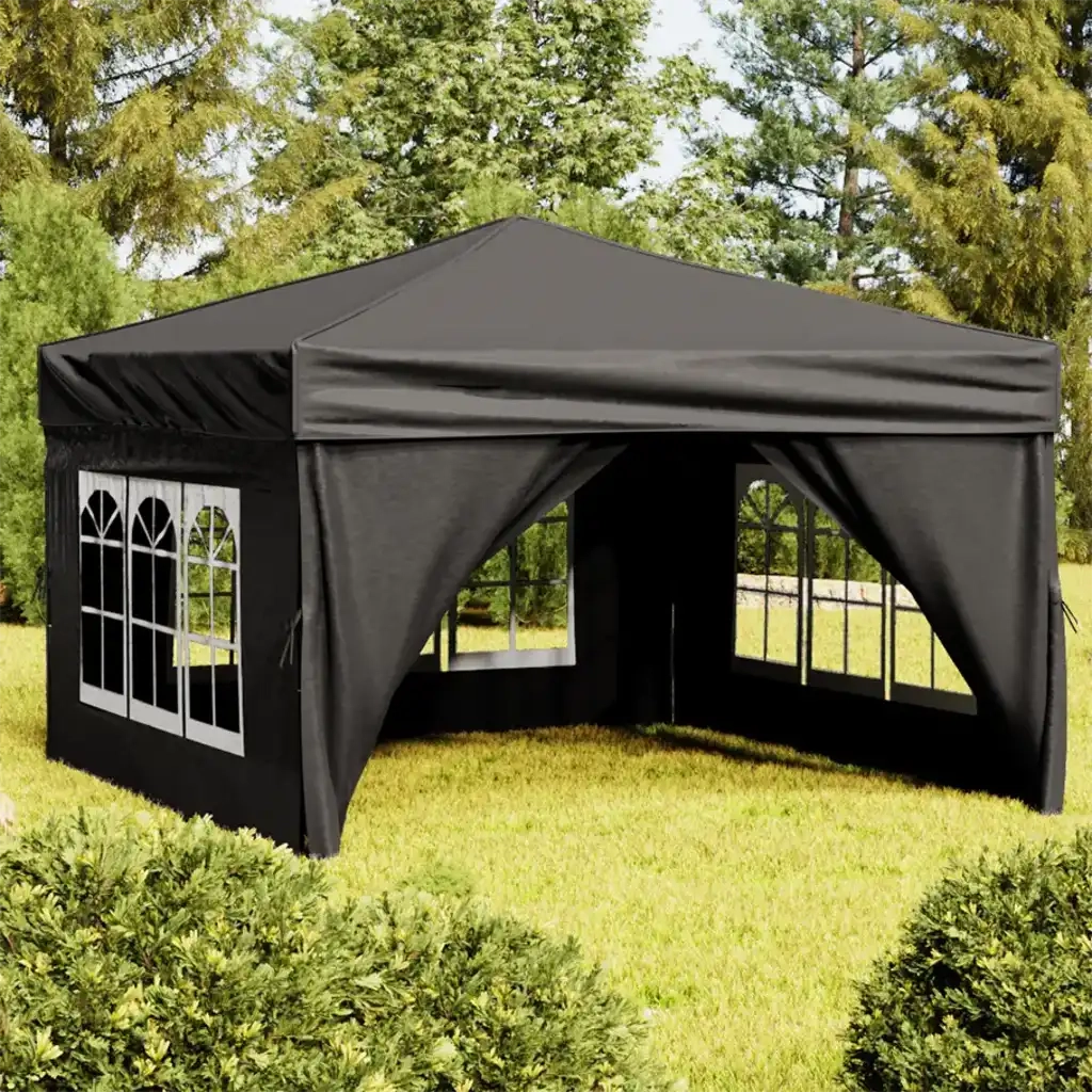Tenda per Feste Pieghevole con Pareti Laterali Nero 3x3 m cod mxl 60748