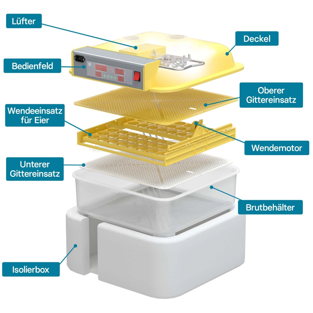 Incubatrice automatica per 48 uova, con regolazione temperatura e umidità, Covatrice