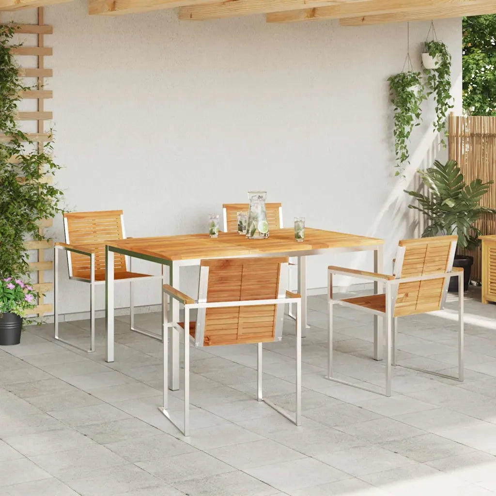 Set da Pranzo per Giardino 5 pcs Marrone Legno di teak solido 3334823
