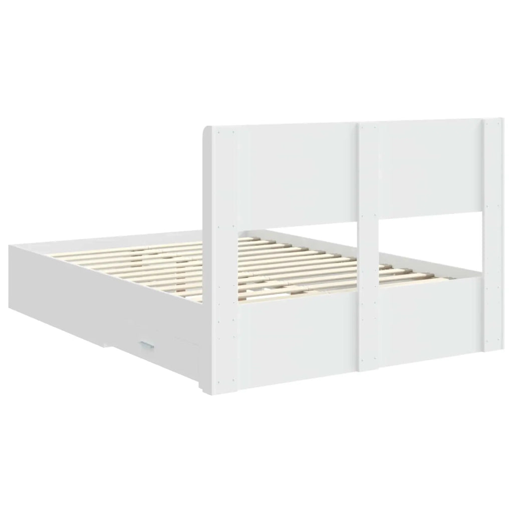 Struttura del letto con stoccaggio e testata Bianco