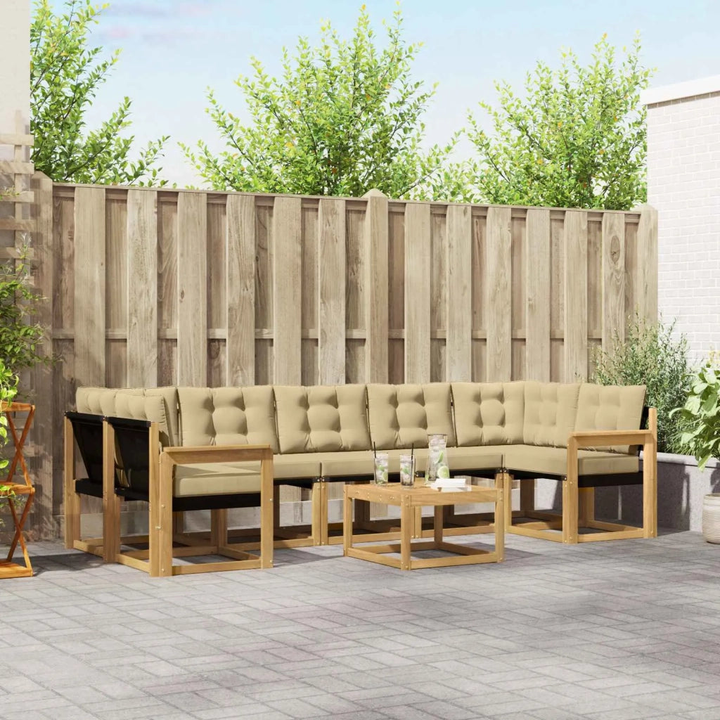 Set di divani da esterno con cuscino 8 pcs Bianco e Beige 3389303