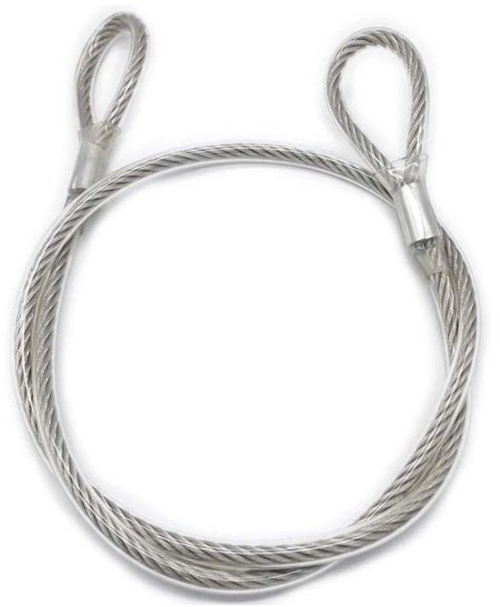 Cavo di sicurezza 4 mm x 4 m - Cavo con occhi - Acciaio inossidabile - Duraturo - Alta resistenza - Cavo di sicurezza