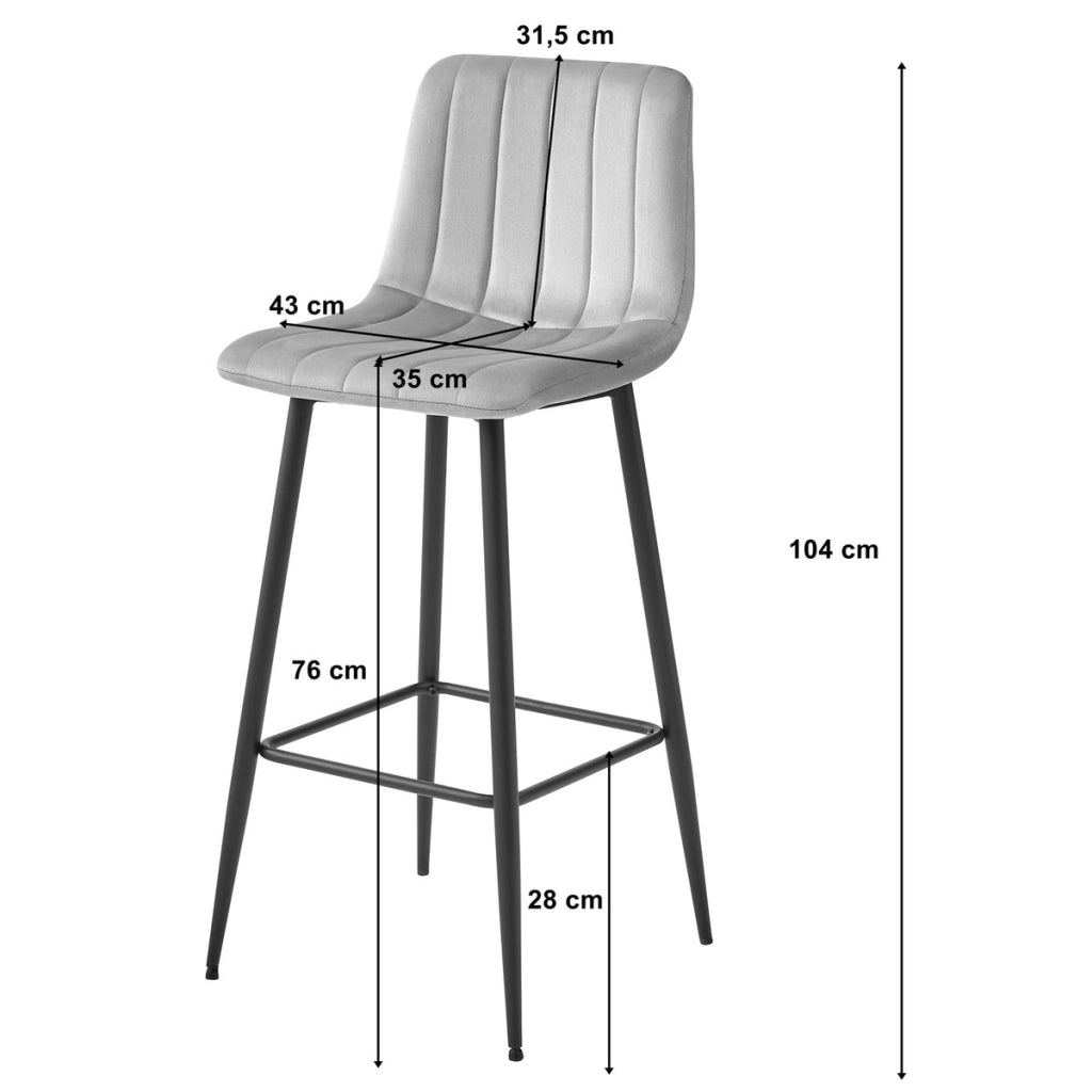 Sgabello alto Pozza in velluto beige scuro e metallo