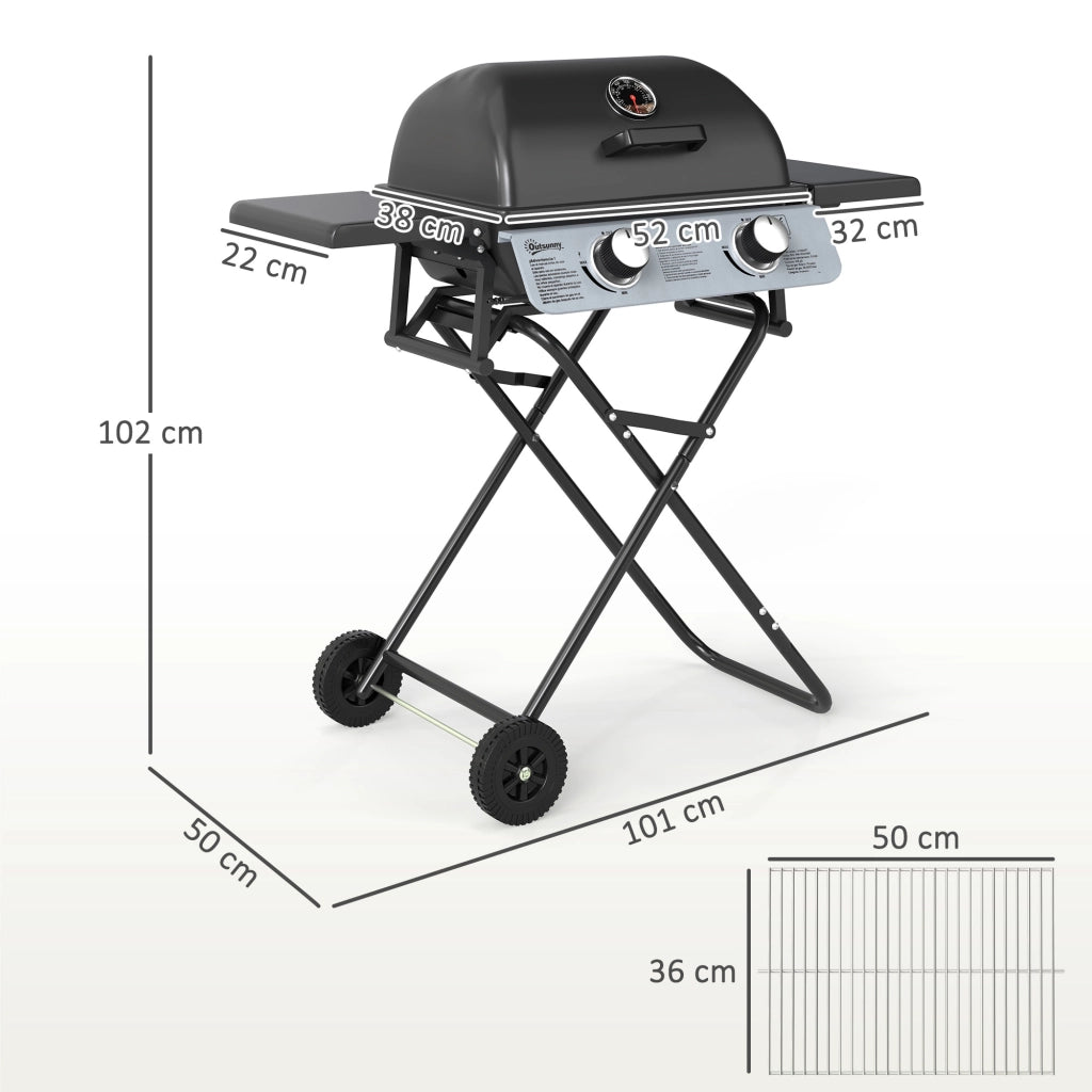 Barbecue a Gas 2 Bruciatori ¨C Zephmum ¨C 5,6 KW Nero 101x50x102 cm