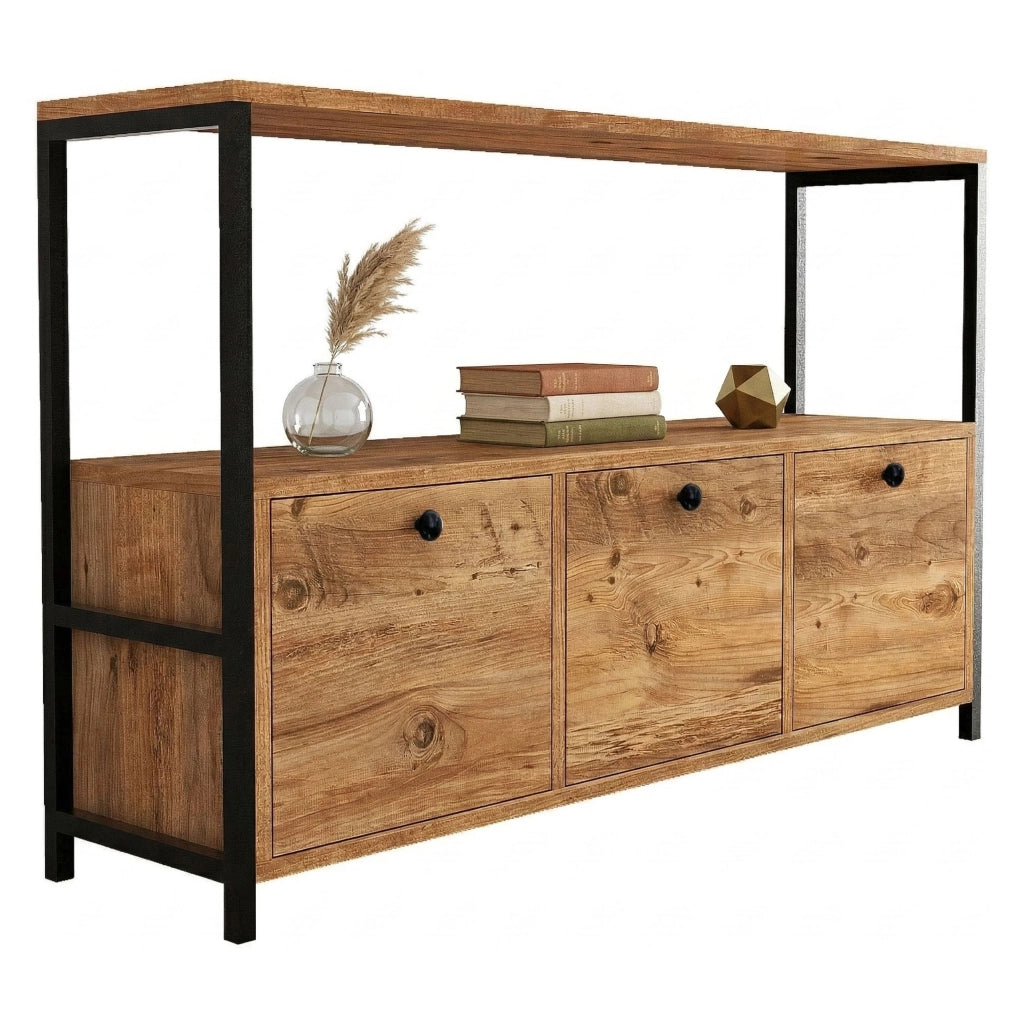 Madia Amiterno, Credenza 4 Vani, 120x30x75h cm Marrone Rovere