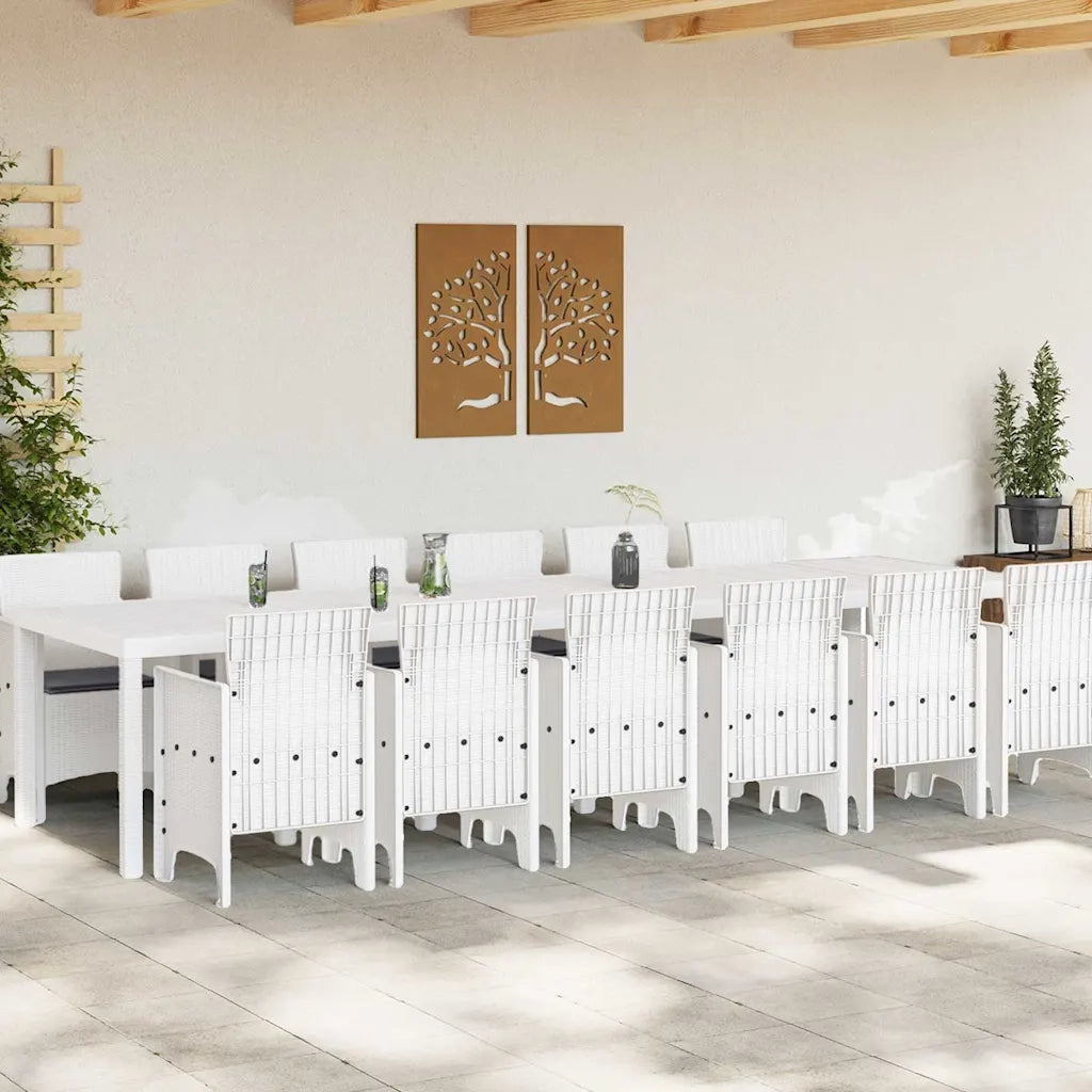 Set da Pranzo per Giardino 13 pcs Bianco Rattan Polt 3378785