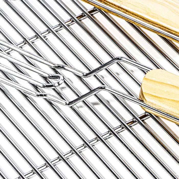 Griglia rettangolare per BBQ 67x40 cm In acciaio inox con manici Per grill a gas, a sfera ecc