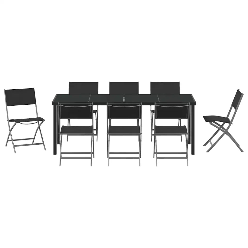 Set da Pranzo per Giardino 9 pcs Nero 3379379