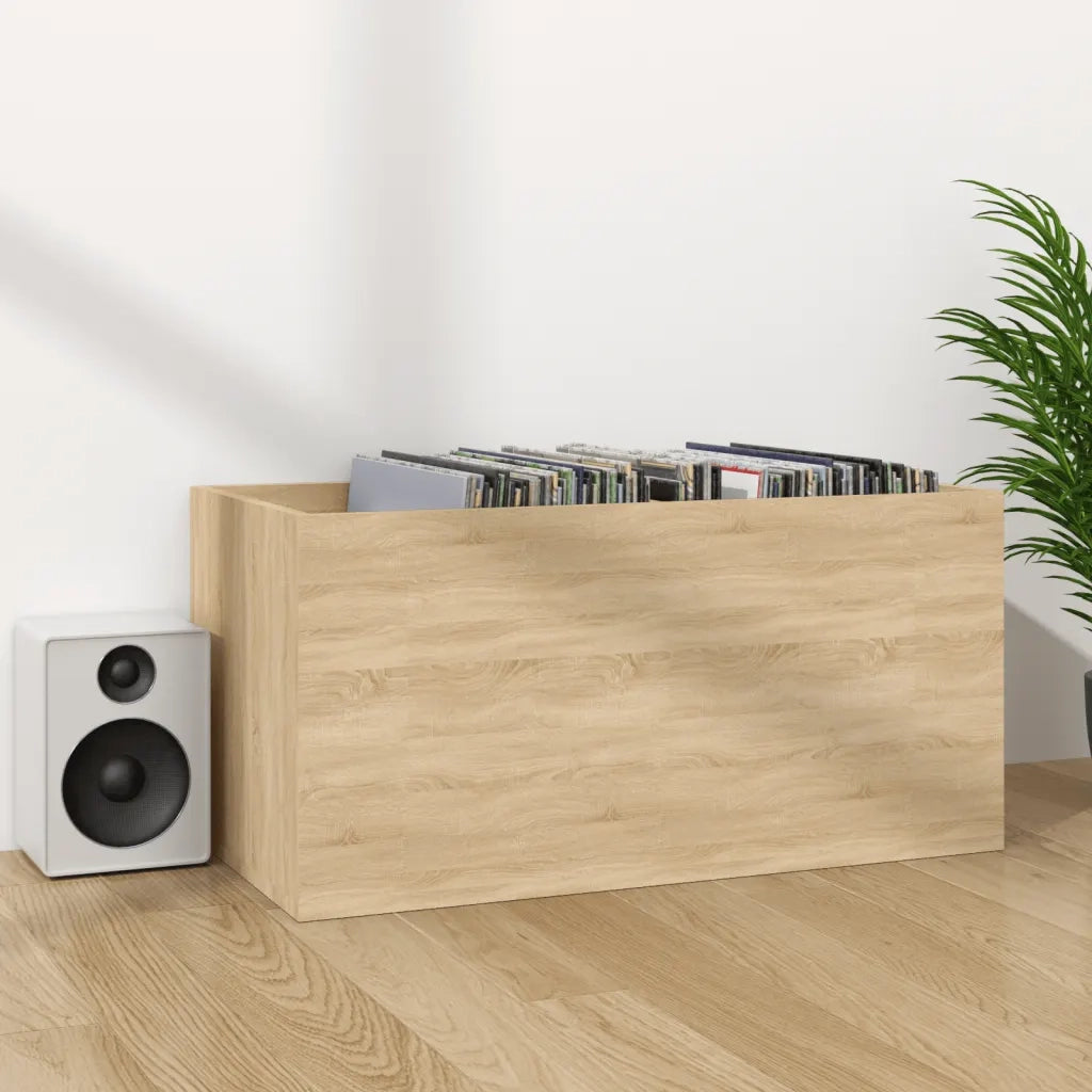 Contenitore per Vinili Rovere 71x34x36 cm in Legno Multistrato 800120