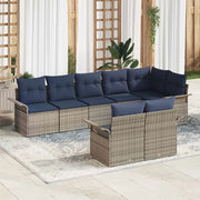 Set Divano da Giardino con cuscino 8 pcs Grigio polyrattan 3345415