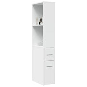 Armadietto da Bagno Stretto con Ruote Bianco in Truciolato 855295