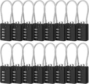 24 Stuks Slot per Bagaglio con Corpo a Scaglia, Combinazione a 3 Digit, per Bagaglio, Borsa, Slot di Cassetta senza Chiave, Riparabile, con Cavo per Appendere per Scuola, Palestra, Cassetta Segreta, Nero